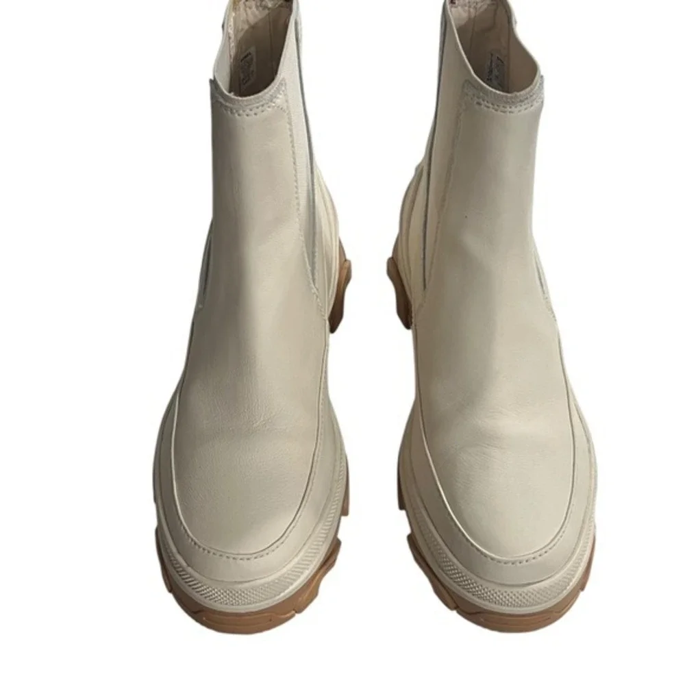 Sorel Brex Cream Waterproof Leather Chelsea Platform‎ Lug Sole Boots Size 8.5